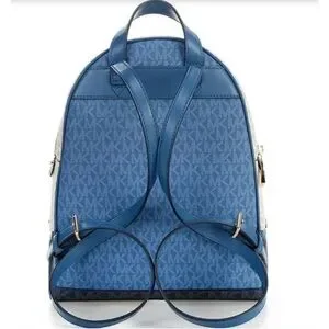 Michael Kors Rhea Zip Medium Leather DK Chambray Backpack with Tag Michael Kors Rhea Zip Medium Leather DK Chambray Backpack  main image 4